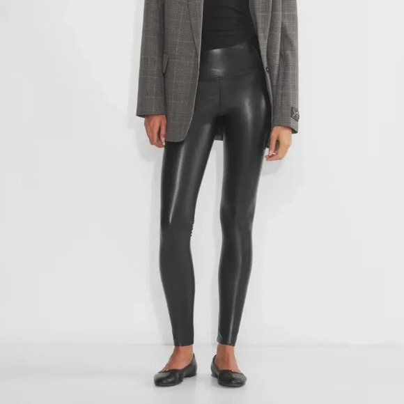 NEW Black Vegan Leather Tights, Wilfred,  US M - Picture 1 of 6
